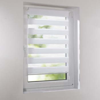 Duo-Rollo ohne Bohren Doppelrollo mit Seilzug Klemm-Fix für Fenster Tür weiß NEU