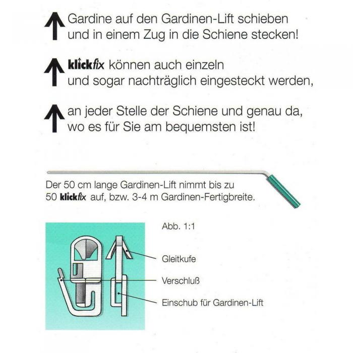 Original KlickFIX Gleiter Gardinenhaken Gardinenrollen Gardinenröllchen